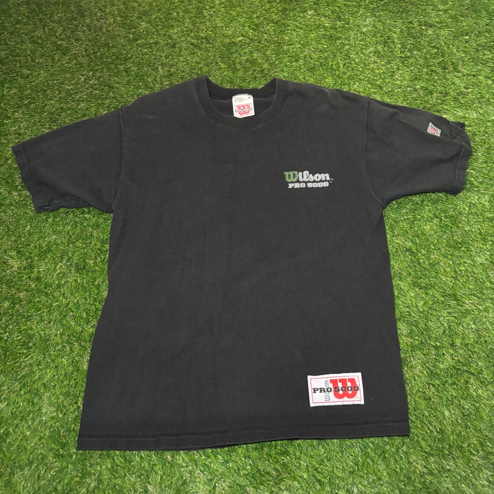 Wilson Pro 5000 Mens Graphic T-Shirt Black Cotton Short Sleeve Size M